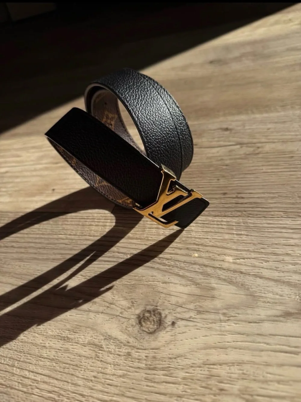 Louis Vuitton Monogram Reversible Belt in Brown & Black with Gold Buckle